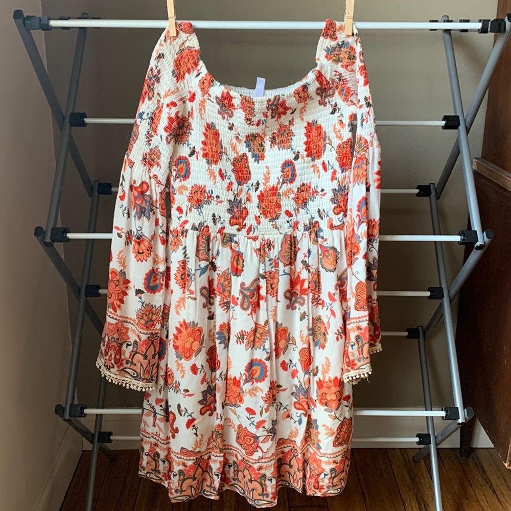 xhilaration brand dress. Size small. Square neck or off the shoulder. Fitted top